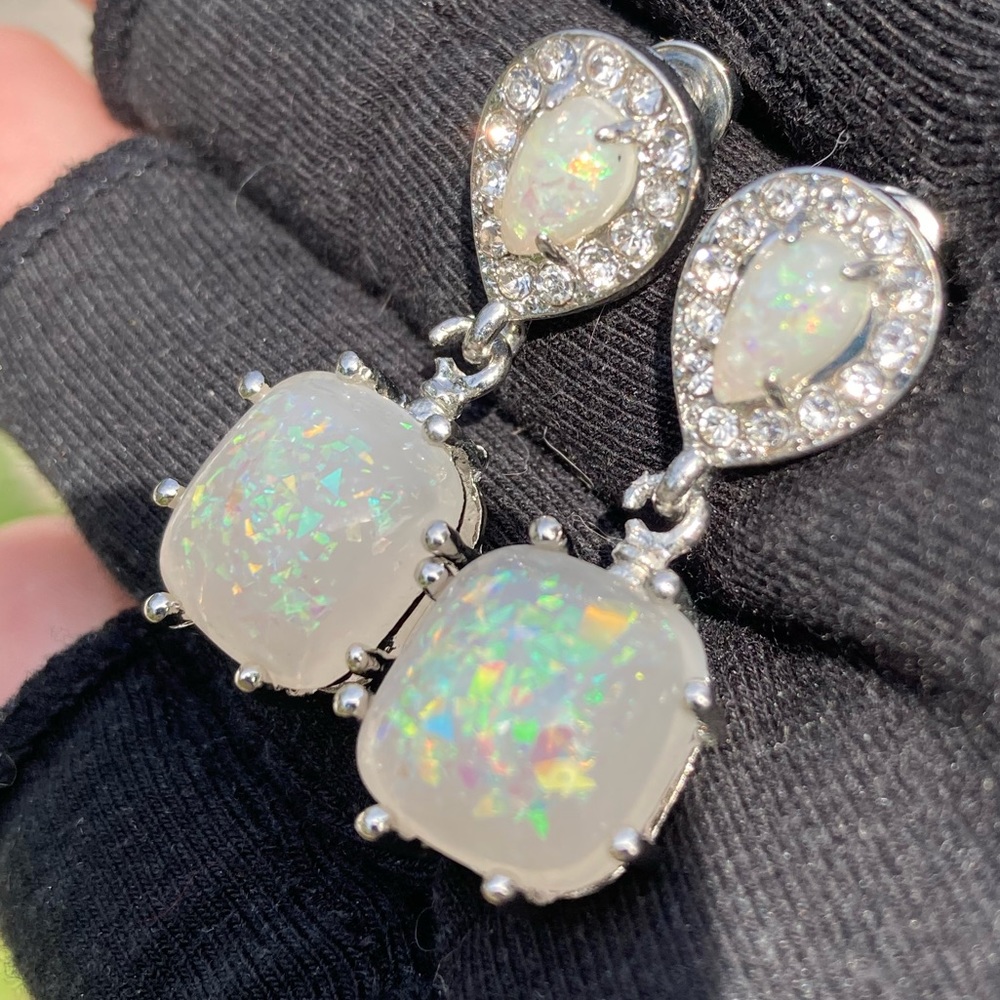 Genuine Fire Opal Earrings - Picture 6 of 12